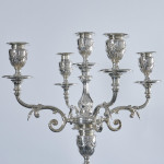 Pair of 2-branch 3-light antique neoclassical-style sterling silver candelabra