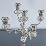 Pair of 2-branch 3-light antique neoclassical-style sterling silver candelabra