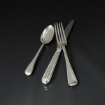 Set of Victorian hand-forged one-date-&-maker Bead pattern sterling silver cutlery for 12 in canteen