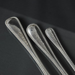 Set of Victorian hand-forged one-date-&-maker Bead pattern sterling silver cutlery for 12 in canteen