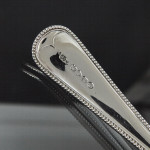 Set of Victorian hand-forged one-date-&-maker Bead pattern sterling silver cutlery for 12 in canteen
