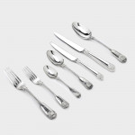 Set of Victorian hand-forged Fiddle Thread & Shell sterling silver cutlery for 12