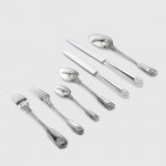 Set of Victorian hand-forged Fiddle Thread & Shell sterling silver cutlery for 12