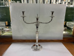 Pair of George III sterling silver three-light candelabra