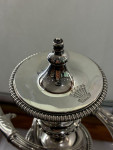 Pair of George III sterling silver three-light candelabra