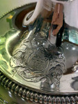 Pair of George III sterling silver three-light candelabra