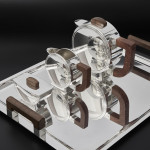 Three-piece French Art Deco style silver-plated tea set & tray