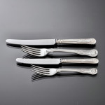 Exceptional set of George III hand-forged one-date-maker King's pattern sterling silver cutlery for 12