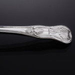 Exceptional set of George III hand-forged one-date-maker King's pattern sterling silver cutlery for 12