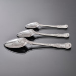 Exceptional set of George III hand-forged one-date-maker King's pattern sterling silver cutlery for 12
