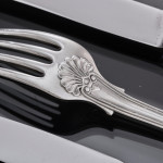 Exceptional set of George III hand-forged one-date-maker King's pattern sterling silver cutlery for 12