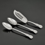 Exceptional set of George III hand-forged one-date-maker King's pattern sterling silver cutlery for 12