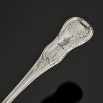 Exceptional set of George III hand-forged one-date-maker King's pattern sterling silver cutlery for 12