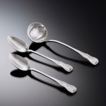 Exceptional set of George III hand-forged one-date-maker King's pattern sterling silver cutlery for 12