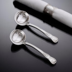 Exceptional set of George III hand-forged one-date-maker King's pattern sterling silver cutlery for 12