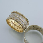 Set of six Victorian parcel-gilt sterling silver napkin rings