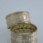 Set of six Victorian parcel-gilt sterling silver napkin rings