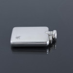 Small sterling silver hip flask & engraved bee