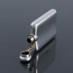 Small sterling silver hip flask & engraved bee