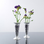 Pair of handmade Edwardian pierced sterling silver vases
