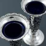 Pair of handmade Edwardian pierced sterling silver vases