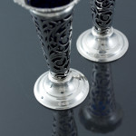 Pair of handmade Edwardian pierced sterling silver vases
