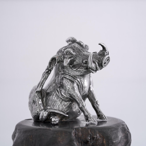 Sterling silver model of a warthog