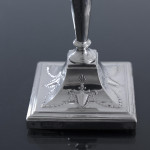 Pair of small square-based neoclassical style sterling silver candlesticks