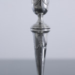 Pair of small square-based neoclassical style sterling silver candlesticks
