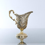 Mid-Victorian cast & hand-pierced silver-gilt cream jug