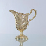 Mid-Victorian cast & hand-pierced silver-gilt cream jug