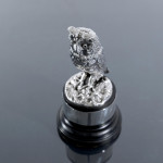 Sterling silver long-eared owl model on an ebonised plinth