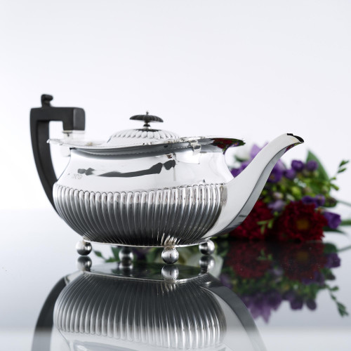 Large Victorian oblong sterling silver teapot