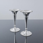 Pair of antique trumpet-style sterling silver flower vases