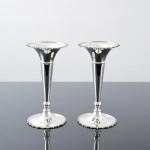 Pair of antique trumpet-style sterling silver flower vases