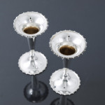 Pair of antique trumpet-style sterling silver flower vases