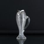Unusual "fish mouth" sterling-silver-mounted cut glass water or lemonade jug