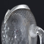 Unusual "fish mouth" sterling-silver-mounted cut glass water or lemonade jug
