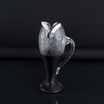 Unusual "fish mouth" sterling-silver-mounted cut glass water or lemonade jug