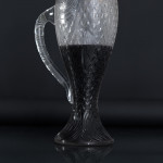 Unusual "fish mouth" sterling-silver-mounted cut glass water or lemonade jug
