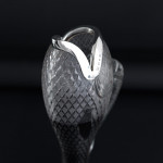 Unusual "fish mouth" sterling-silver-mounted cut glass water or lemonade jug