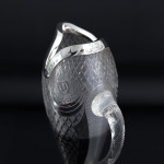 Unusual "fish mouth" sterling-silver-mounted cut glass water or lemonade jug
