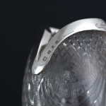 Unusual "fish mouth" sterling-silver-mounted cut glass water or lemonade jug