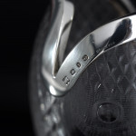 Unusual "fish mouth" sterling-silver-mounted cut glass water or lemonade jug