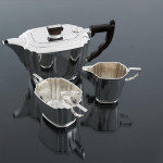 Three-piece Art Deco sterling silver tea set
