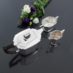 Three-piece Art Deco sterling silver tea set