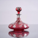 Pair of large American sterling silver overlay perfume bottles