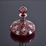 Pair of large American sterling silver overlay perfume bottles