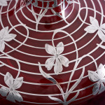 Pair of large American sterling silver overlay perfume bottles