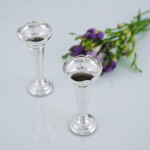 Pair of antique sterling silver bud vases